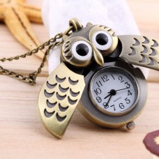 Owl Clock Watch Necklace Pendant